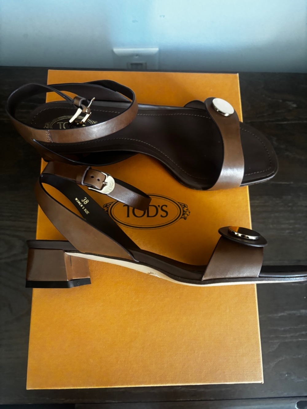 Tod's Brown Leather Ankle-Strap Sandals